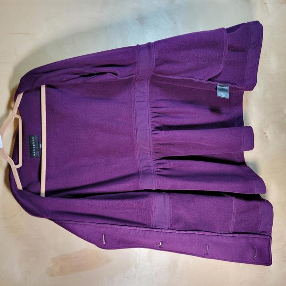 Metaphor Eggplant Purple Fleece Button Front Pockets Jacket Women Size L - Picture 10 of 10